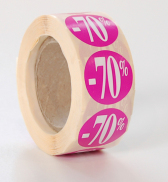 Etikett, rund 70%  500 st